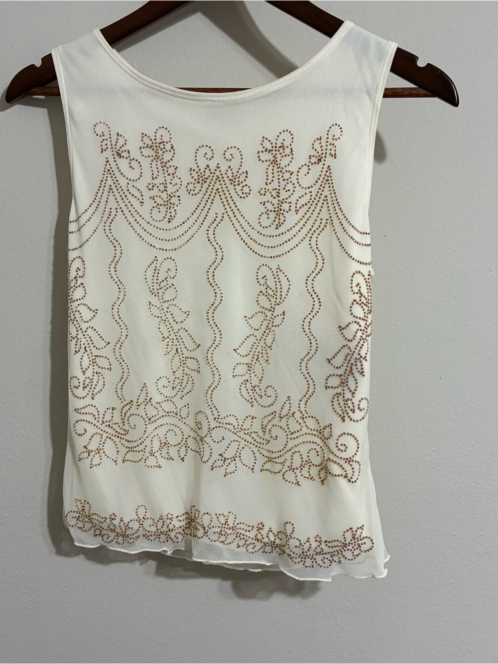 Y2K HeartSoul NWT Beaded Embellished Sheer Tank Top Cream Large